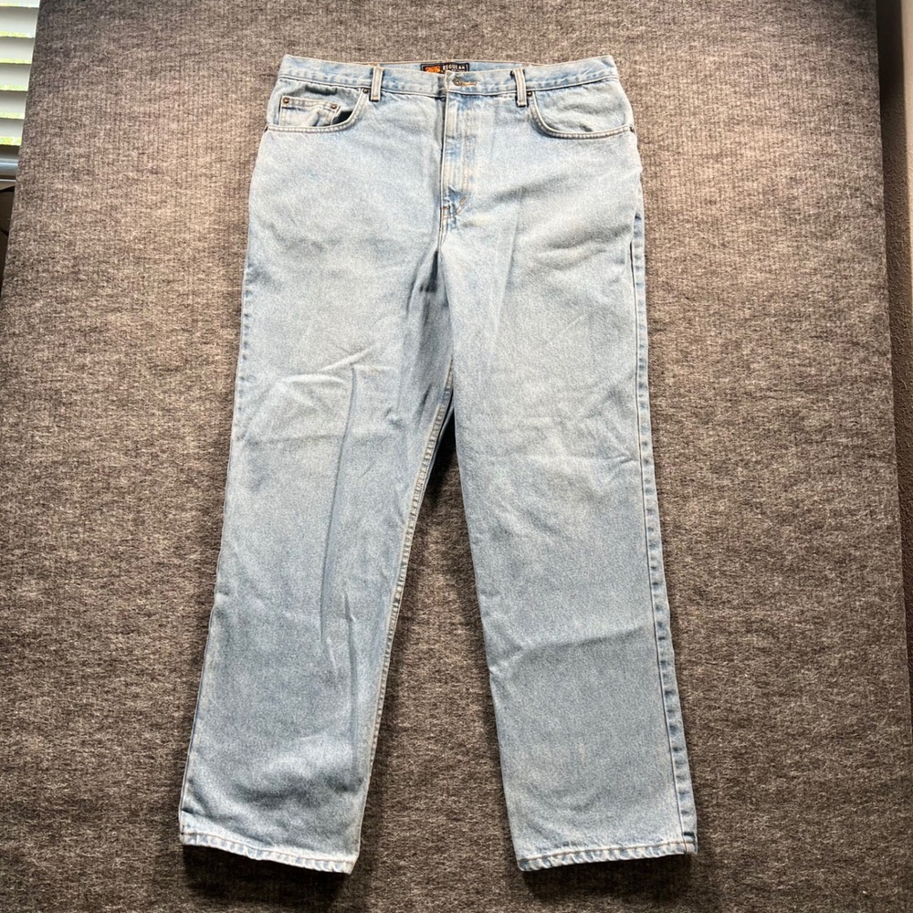 Route 66 Mens Regular Fit Straight Leg Jeans Light Wash Blue 38x32 Style